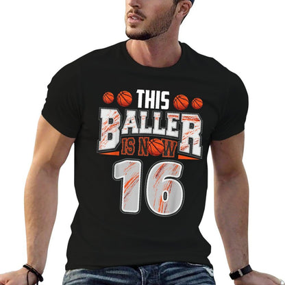 Basketball Player 16 Years Old Boy Basketball 16th Birthday  Cotton T-Shirt