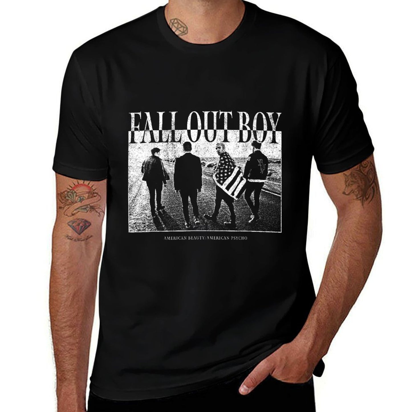 FALL OUT BOY Unisex-Adults, Black, Small,, Crew Neck, Classic Fit, Lightweight, Official Band Merchandise, Fall Out Boy Fans  Fade-proof Color T-Shirt