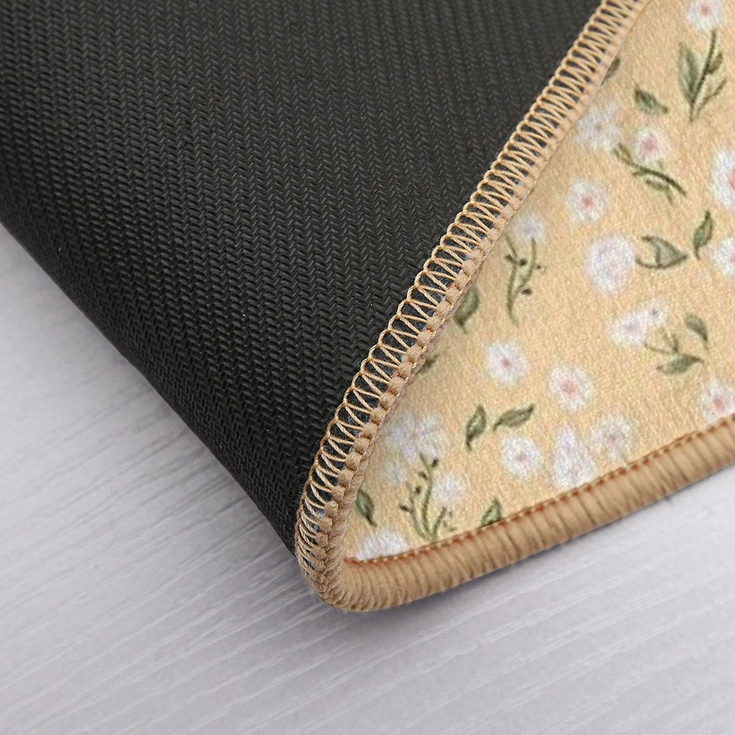 White Flowers Pattern  Odorless Bath Mat