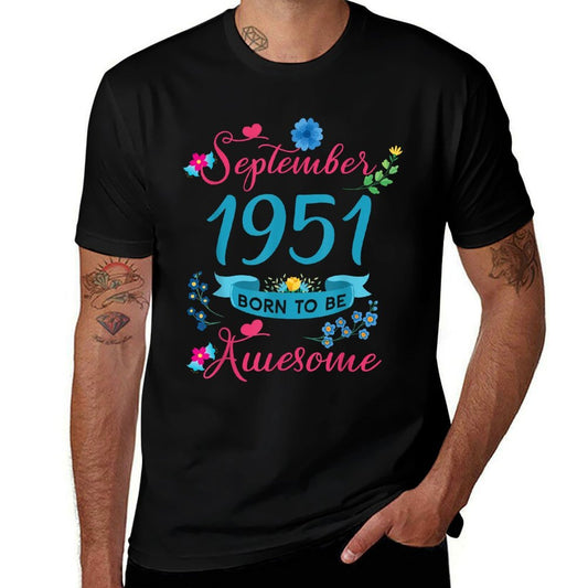 70th Birthday Floral For Women Born In September 1951  Classic T-Shirt