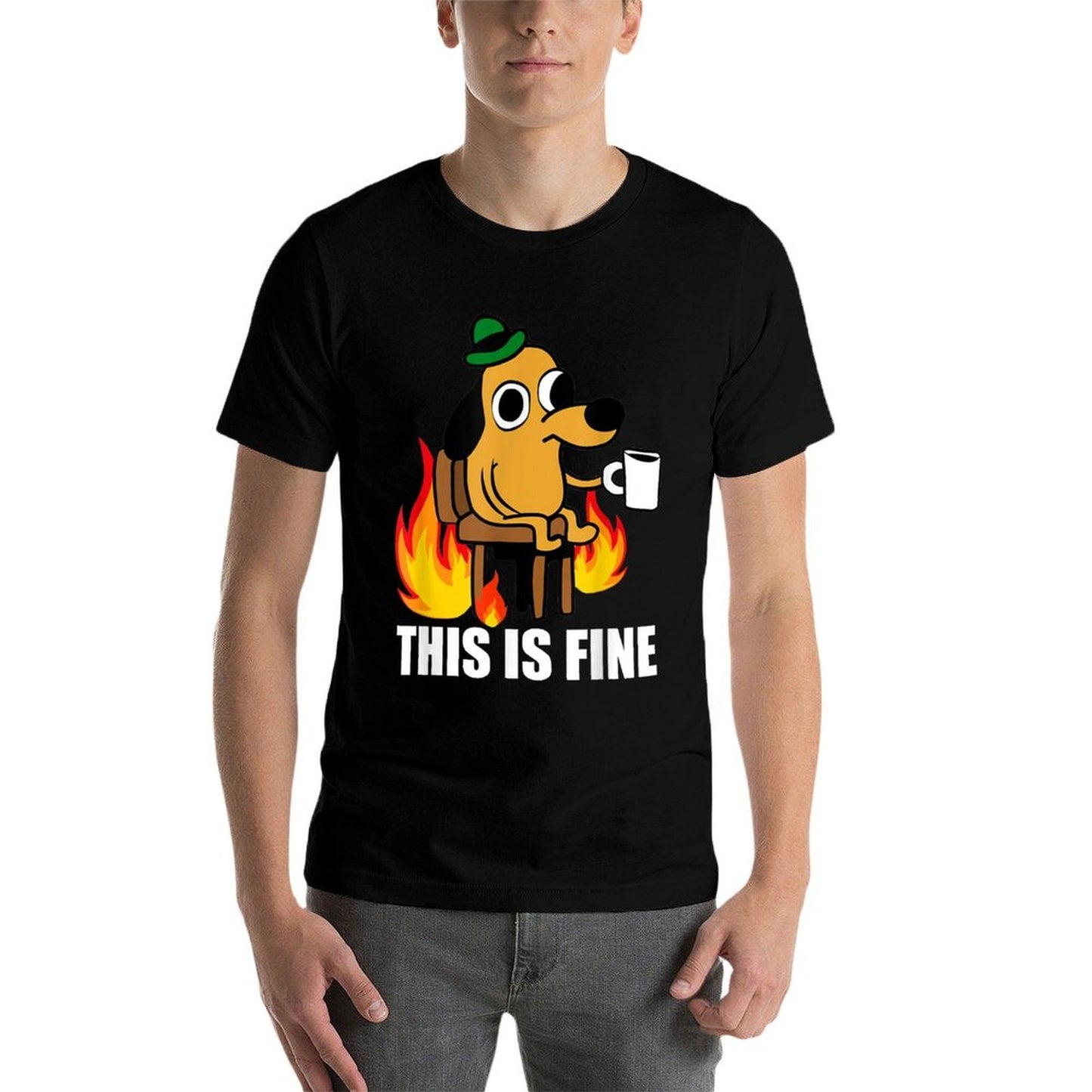 This Is Fine Dog Internet Meme Burning San Francisco  Relaxed-fit T-Shirt