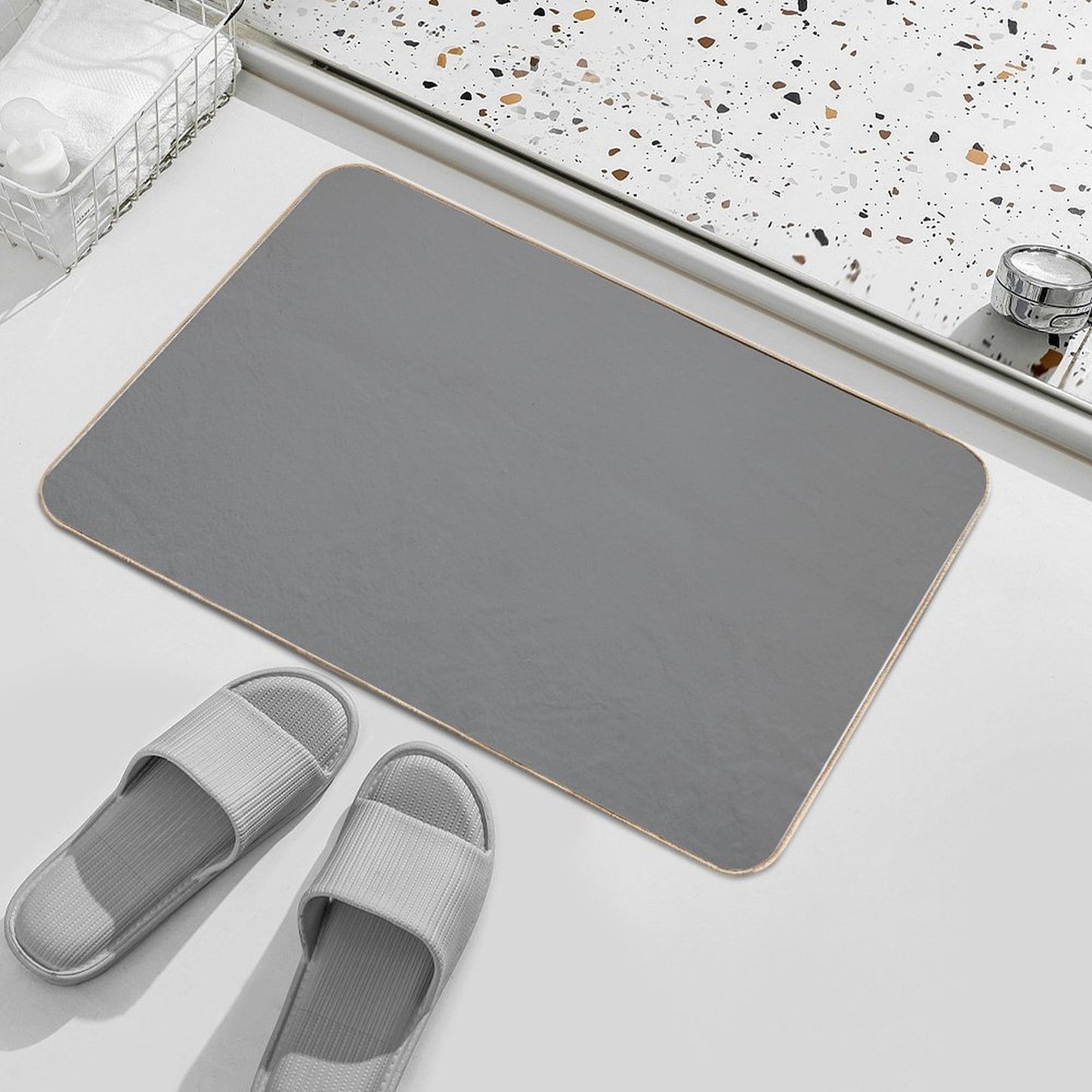Plain Gray - Grey  Versatile Bath Mat