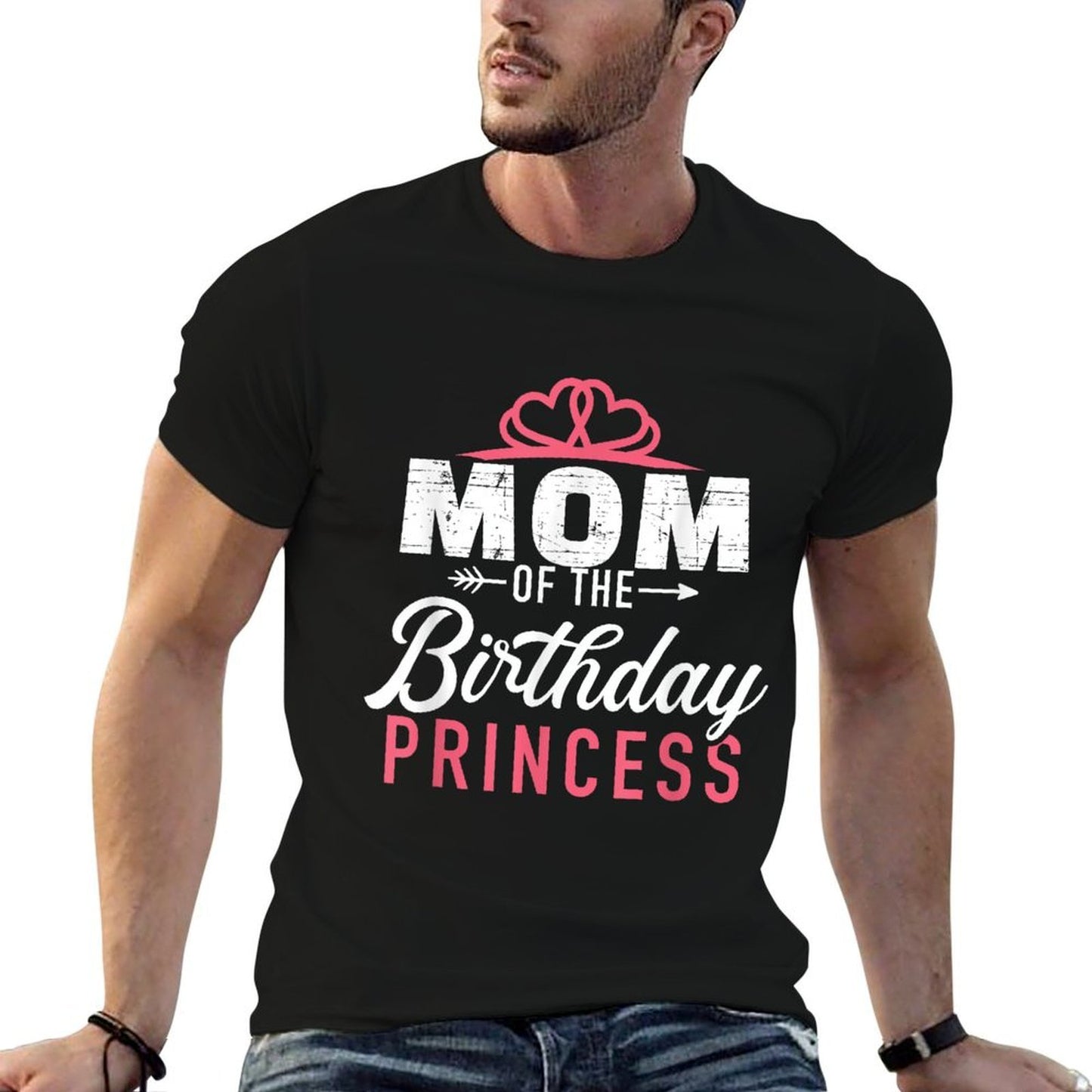 Mom of The Birthday Princess Girl  Fade-proof Color T-Shirt