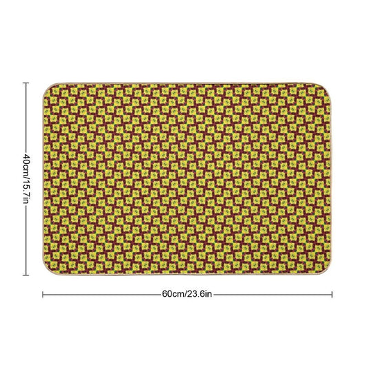 Gold And Green Angled Diamond Bowties on Red  Rapid-Drying Bath Mat