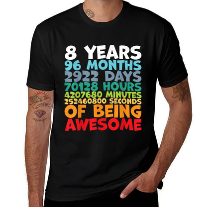8 Year Old BDay Decorations Son Boy 8yr 8th Birthday  Rolled Sleeves T-Shirt