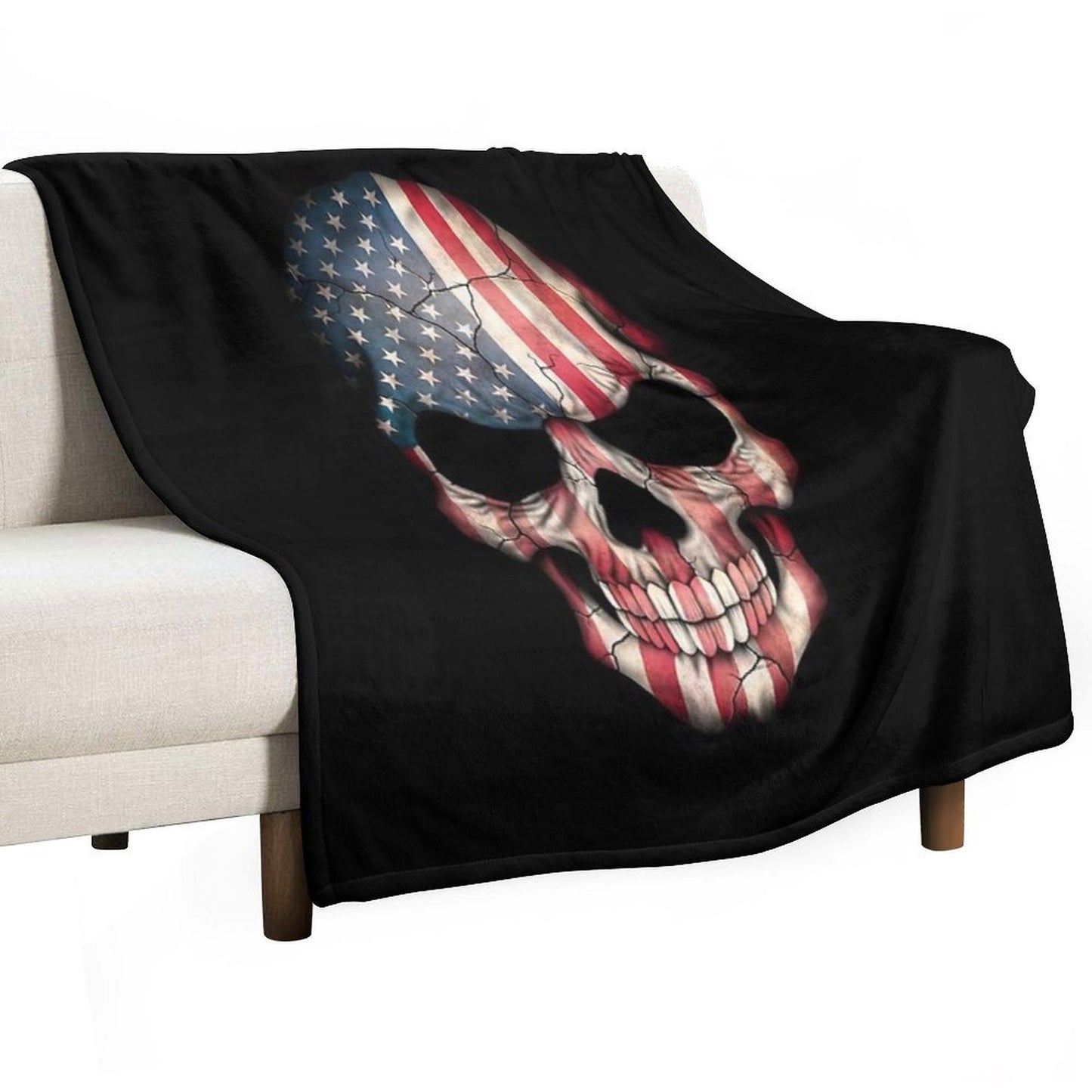 American Flag Skull Comfort Throw Blanket