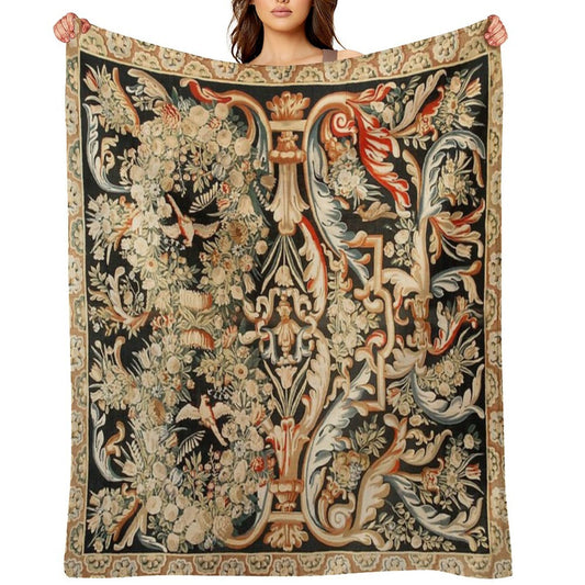 Antique French Gobelins Aubusson Tapestry Print Anti-pilling Throw Blanket