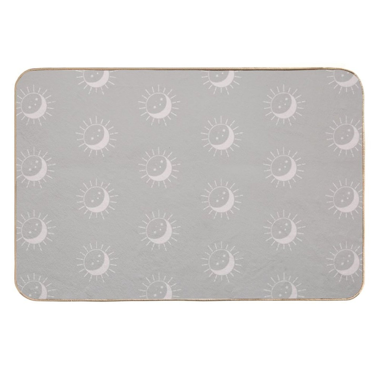 Pretty Sun And Moon Pattern Soft Aesthetic In Muted Colors Taupe  Repositionable Bath Mat