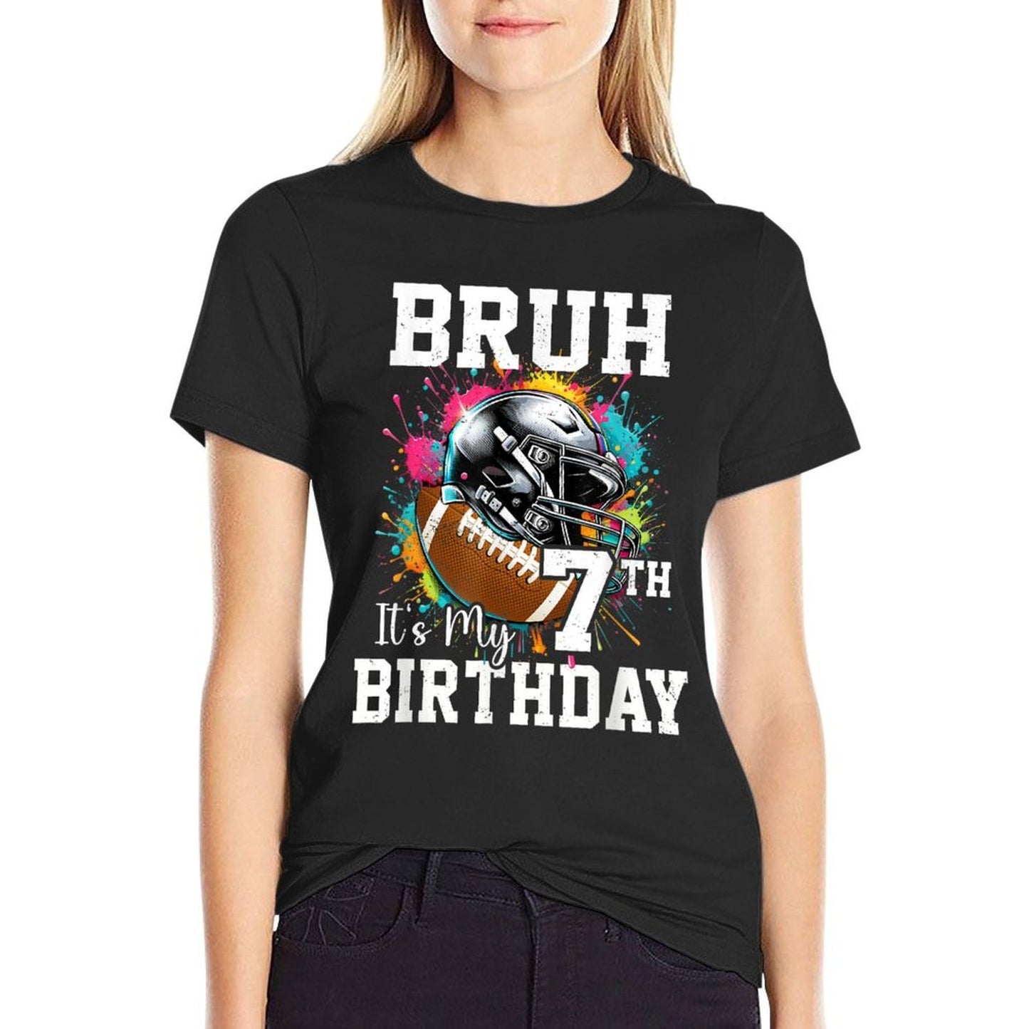 Bruh Its My 7th Birthday 7 Years Old Football Player  Vintage-inspired T-Shirt