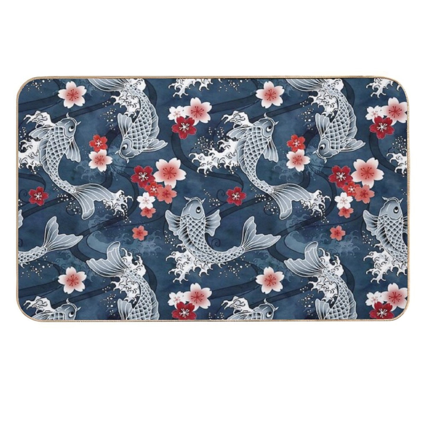 Koi Sakura Blossom in Blue  Versatile Bath Mat