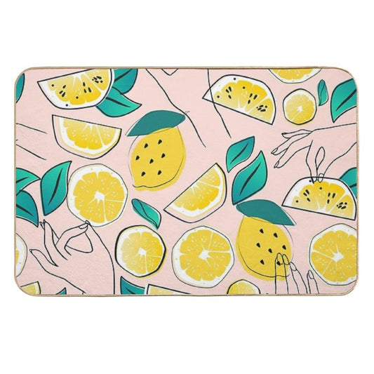 In Lemons We Trust #pattern #illustration  Fade-Resistant Bath Mat