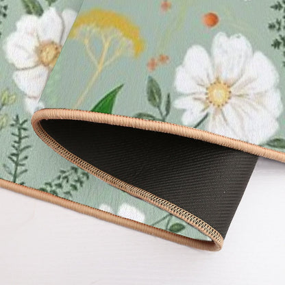 Garden Florals on Soft Green.  Repositionable Bath Mat