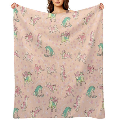 Shibakura & Matchinu in Peachy Machine-washable Throw Blanket