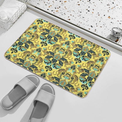 Yellow Damask Cats  Dirt-Trapping Bath Mat