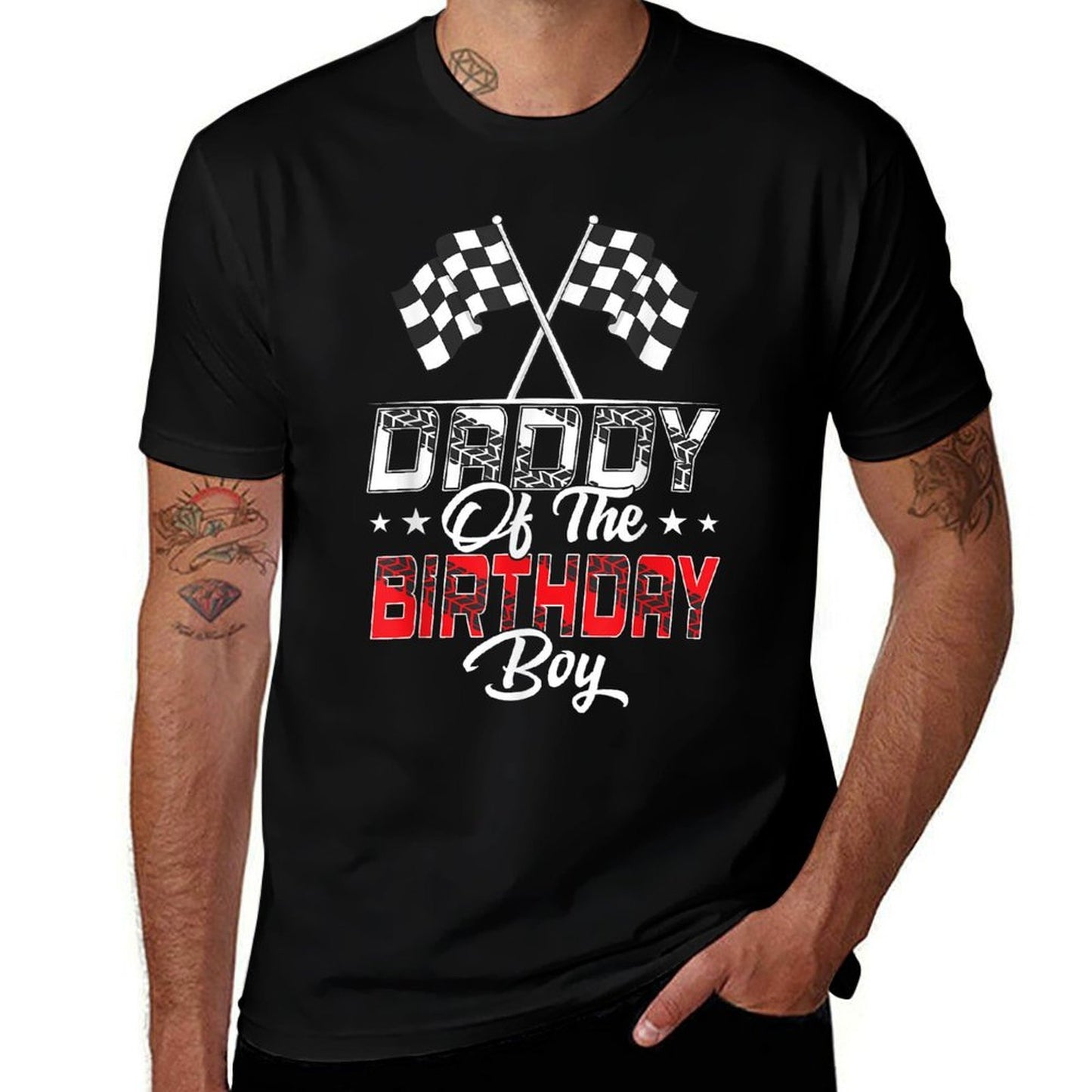 Race Car Daddy Of The Birthday Boy Racing Family Pit Crew  Cotton T-Shirt