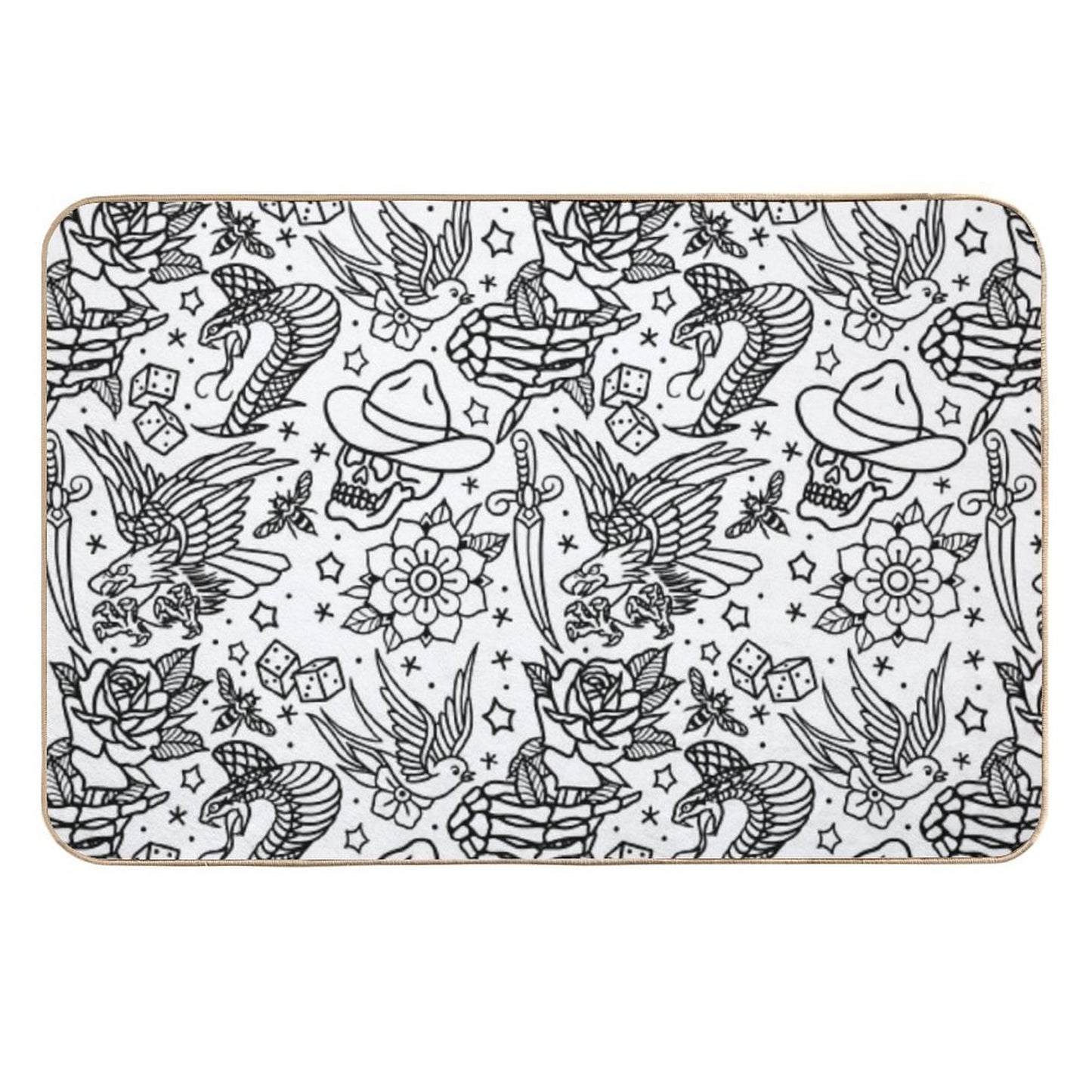 American Traditional Tattoo Flash Print Variant Durable Bath Mat