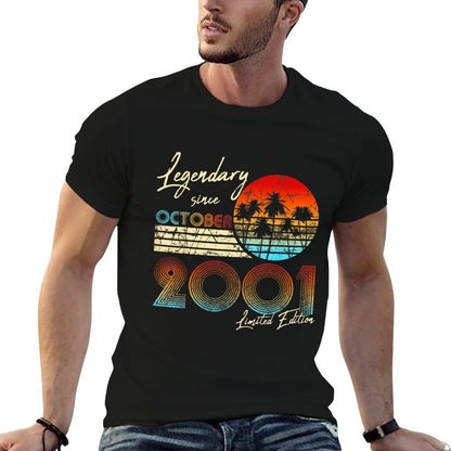 Legendary Since Bday October 2001 Vintage 20Th Birthday  Oversized Silhouette T-Shirt