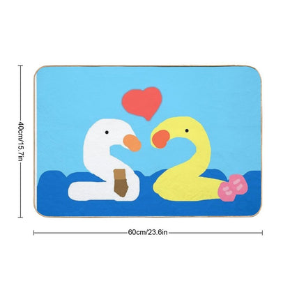 Two Ducks Are Falling in Love  Rapid-Drying Bath Mat