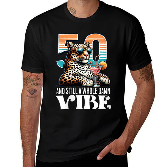 Womens 50 And Still A Whole Damn Vibe – Retro Leopard 50th Birthday  Breathable T-Shirt