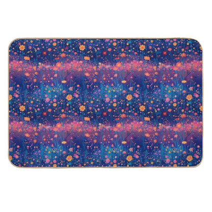 Field of Neon Cosmic Wildflowers  Non-Slip Bath Mat