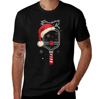 Pickleball Player Christmas Holiday Reindeer Xmas Women Men  Wrinkle-resistant T-Shirt