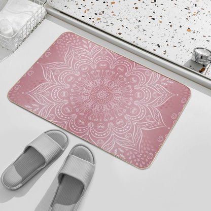 Boho Rose Gold Mandala  Non-Slip Bath Mat