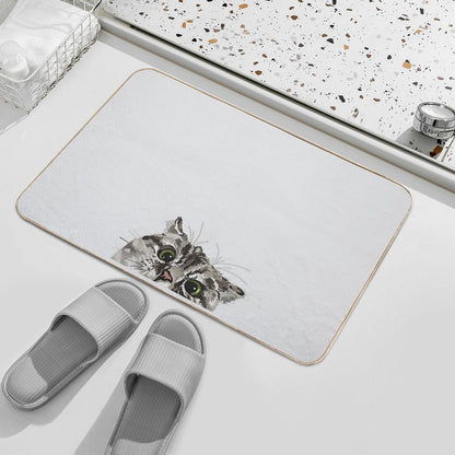 Peeking Tabby  Slip-Resistant Bath Mat
