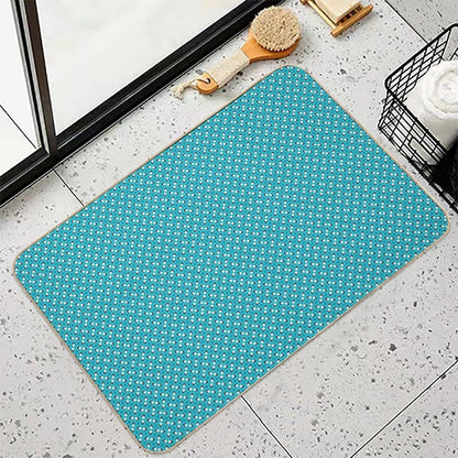 Overlapping Diamonds on Aqua Blue  High-Traffic Bath Mat