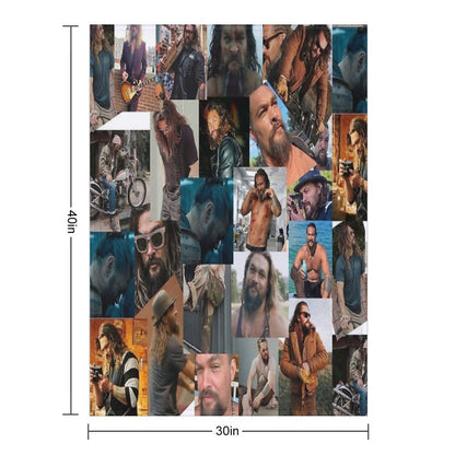 Jason Momoa Photo Collage Travel-friendly Throw Blanket