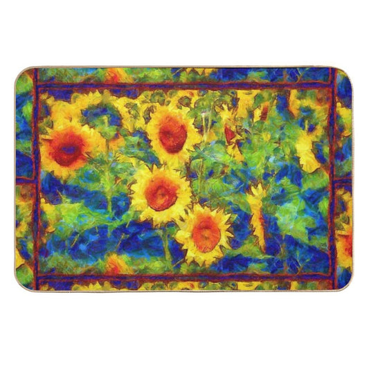 Sunflowers Dance in A Field - Girasole  Easy Maintenance Bath Mat