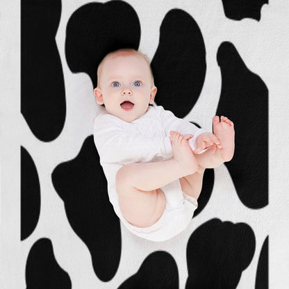 Cow Print Black And White Compact Throw Blanket