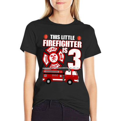 3 Year Old Firefighter Birthday Party Fire Truck 3rd Gift  Stretchy T-Shirt