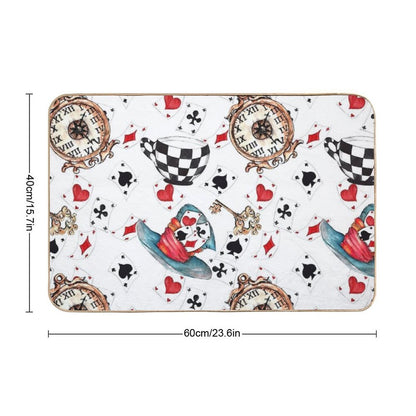 Alice in Wonderland Theme with White Background  Odorless Bath Mat