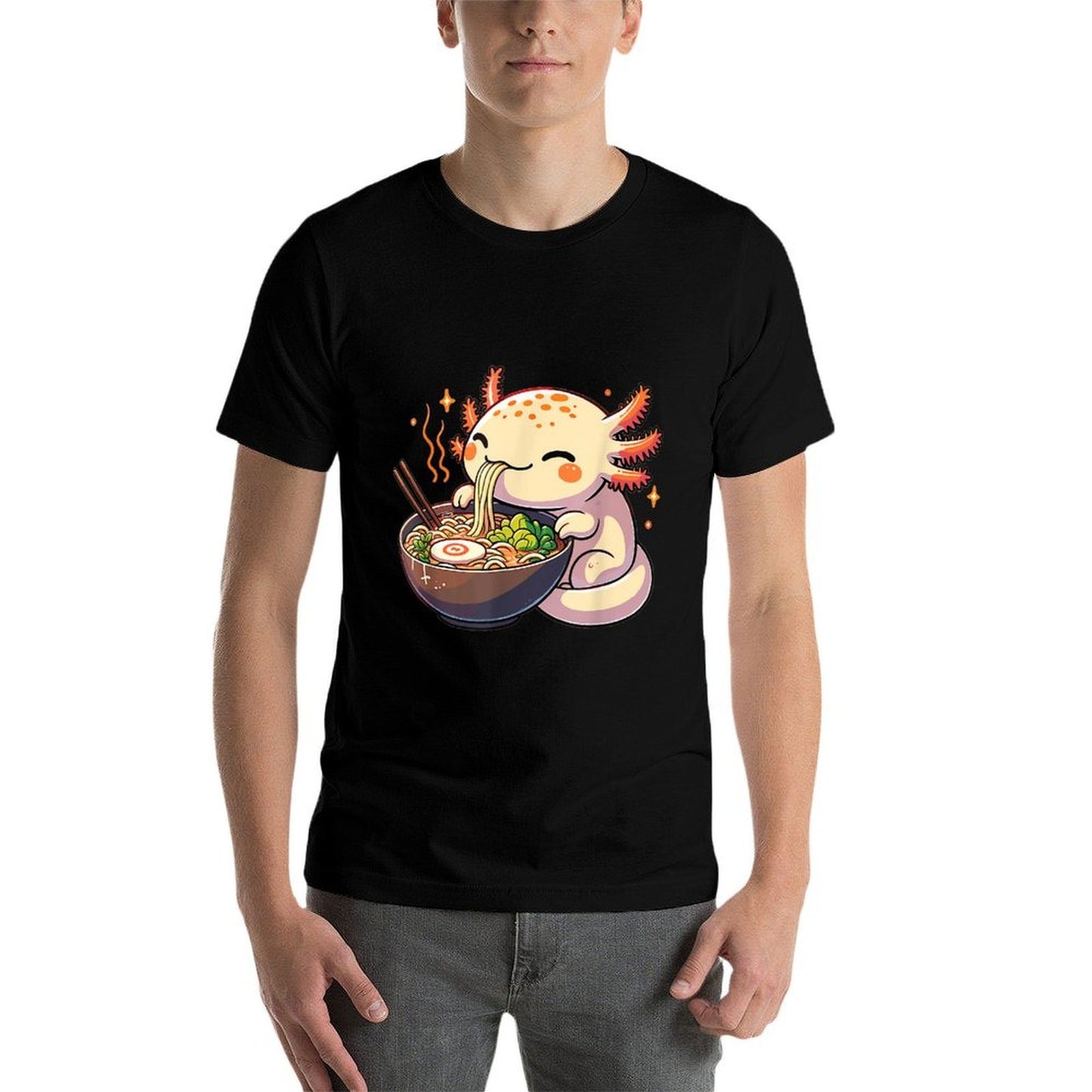 Cute Axolotl Eats Ramen Noodles Axolotls Ramen  Breathable T-Shirt