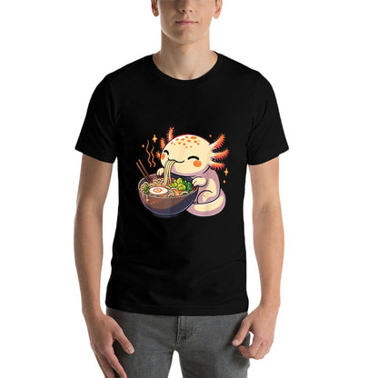 Cute Axolotl Eats Ramen Noodles Axolotls Ramen  Breathable T-Shirt