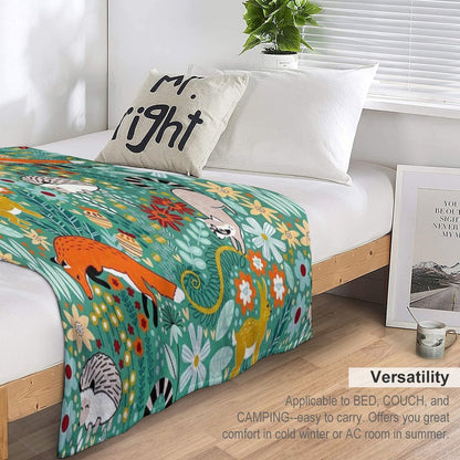 Textured Woodland Pattern - Sea Green Premium Throw Blanket