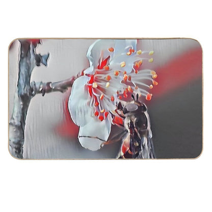 9 Buzz & Blossom Beauties  Bee on White Flower Nature Art for Floral Lovers  Pet-Safe Bath Mat