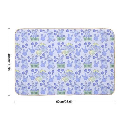 Blueberry Bunny Pattern – Cute Kawaii Animal Illustration  Easy To Clean Bath Mat