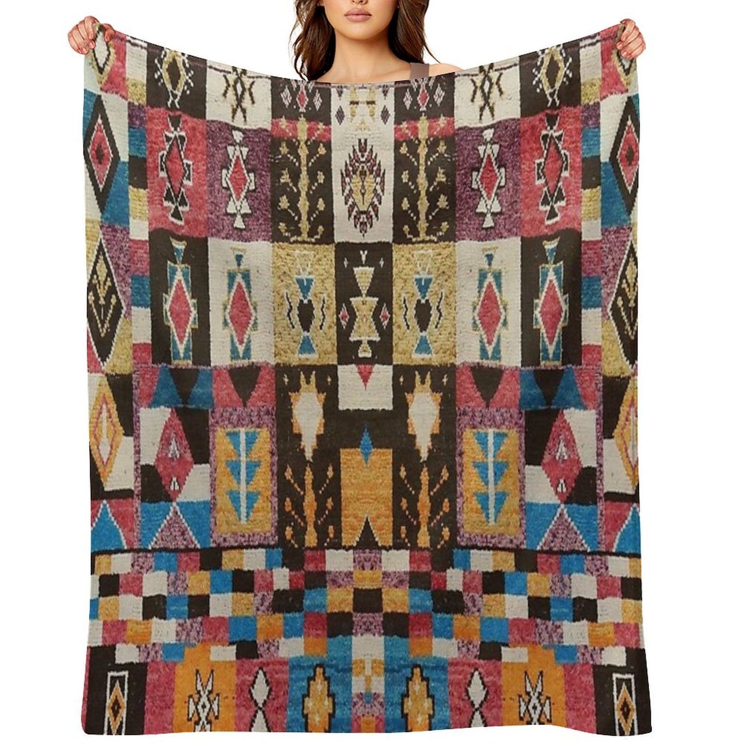 Moroccan Heritage Pattern Carpet All-season Throw Blanket