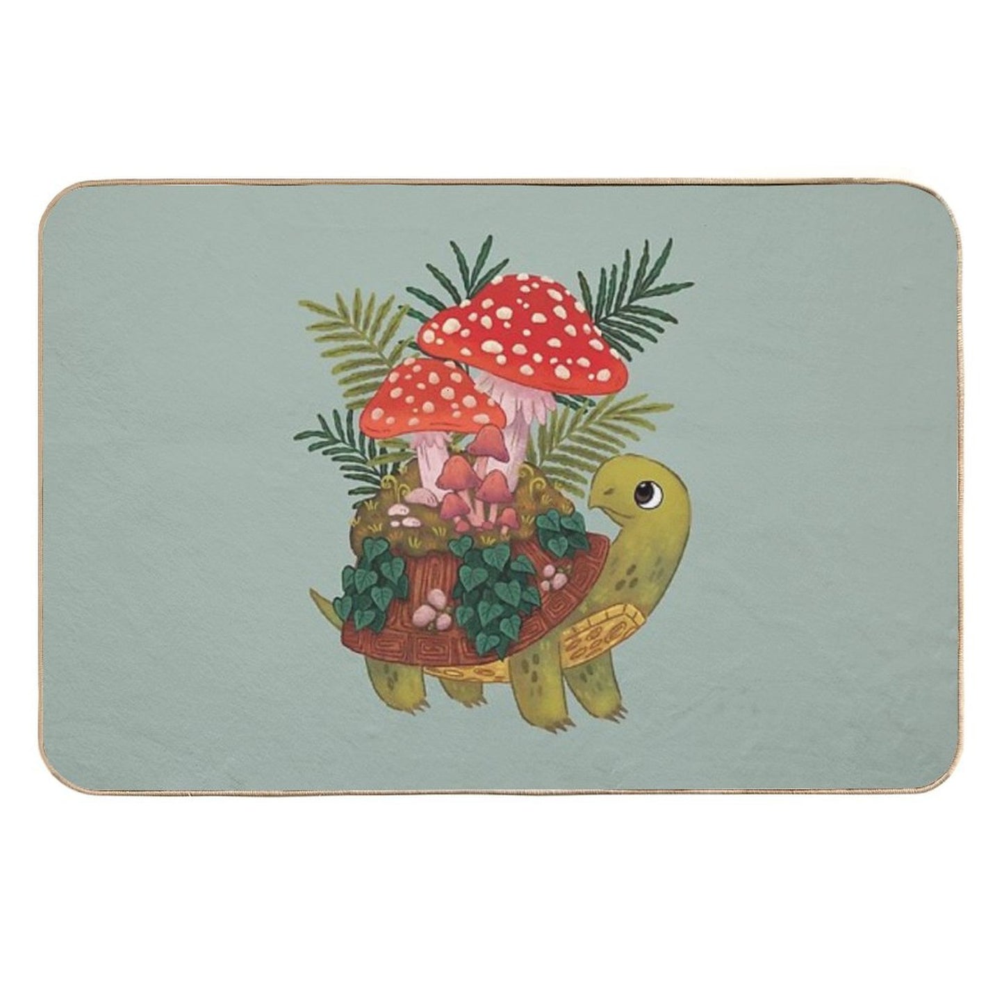 Mushroom Planty Turtle  Stain-Proof Bath Mat