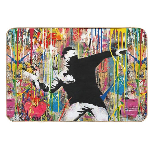 Flower Thrower Pop Street Art Colorful  Rapid-Drying Bath Mat