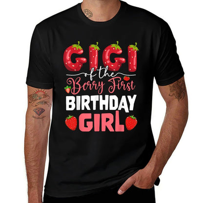 Gigi of The Berry First Birthday of Girl Strawberry Grandma  Polyester Blend T-Shirt