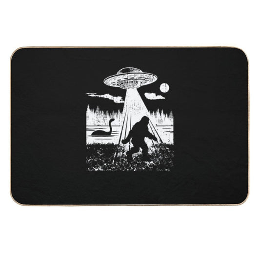 Trend Bigfoot Ufo Abduction Sasquatch Aliens Cryptozoology  Pet-Safe Bath Mat