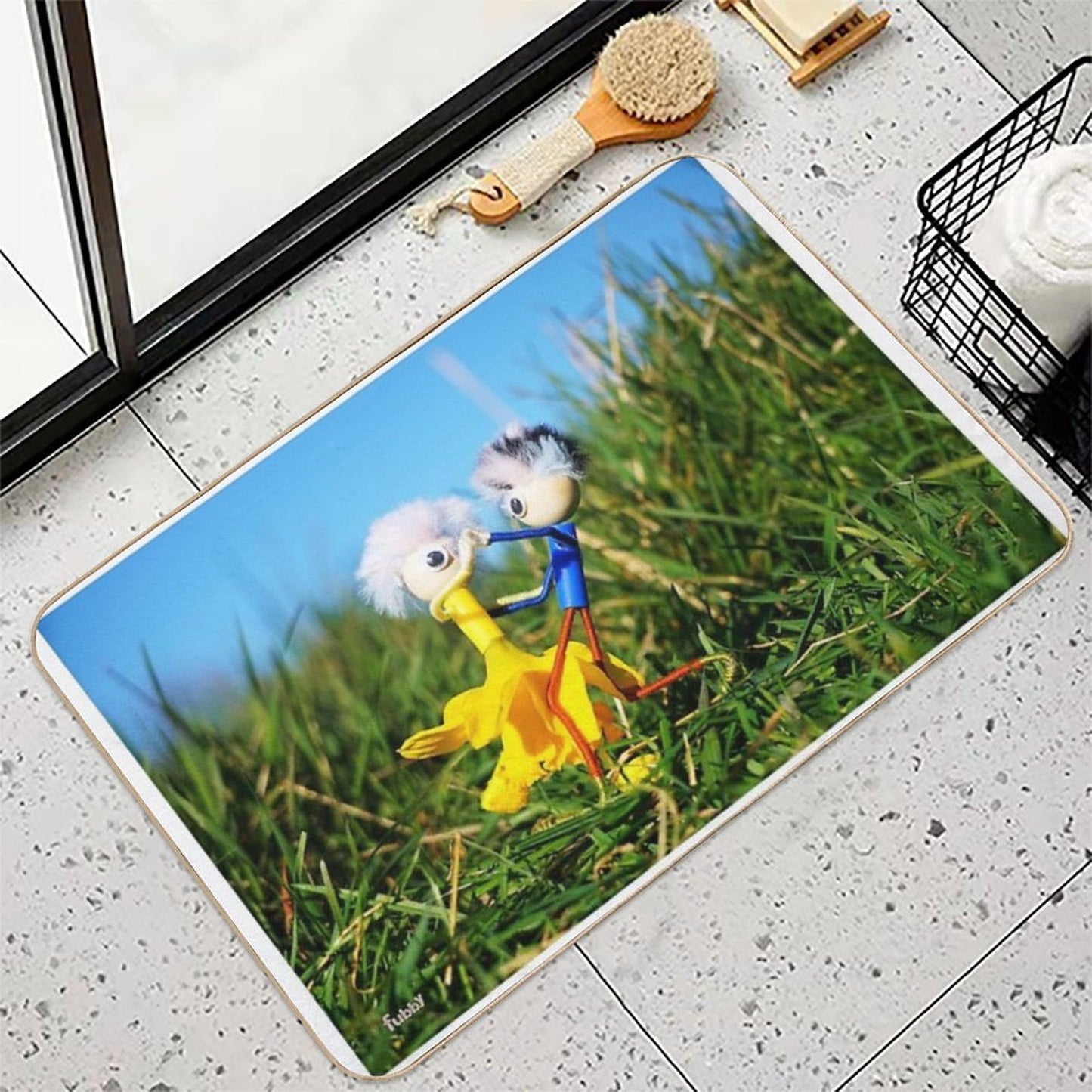 Graceful Dancing Active Fubby Doll Couple.  Non-Slip Bath Mat