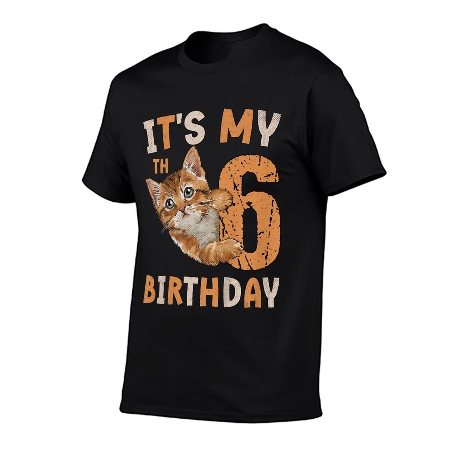 Kids It's My 6th Birthday Cat Lover 6 Years Old Birthday Vintage  Tagless Design T-Shirt