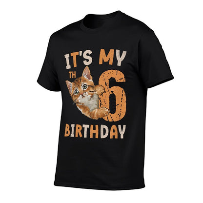Kids It's My 6th Birthday Cat Lover 6 Years Old Birthday Vintage  Tagless Design T-Shirt
