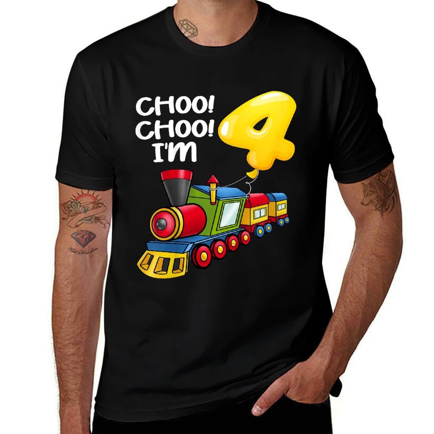 Choo Choo I'm 4 Years Old Locomotive Boys Train 4th Birthday  Classic T-Shirt
