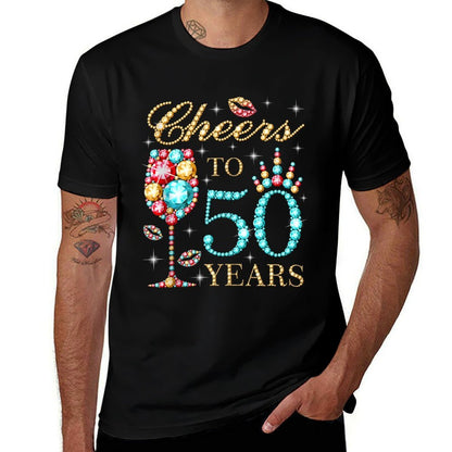 Cheers To 50 Years, 50 Years Old Women, 50 Birthday Cute  Rolled Sleeves T-Shirt