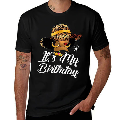 Its My Birthday Tee Women Girl Kids Cute Leopard Hat.  Slim-fit Cut T-Shirt
