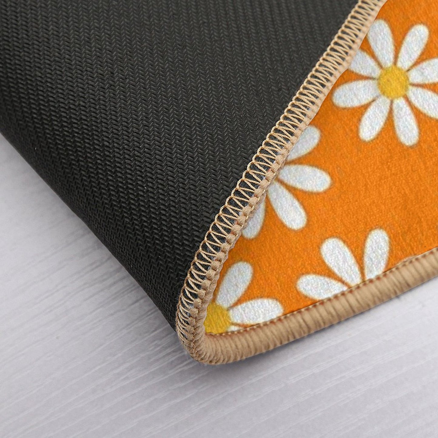 Retro White Daisies on That 70s Orange Color Seamless Pattern Print  Toxin-Free Bath Mat